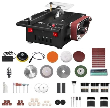 200W Bench Saw and Belt Sander with Extension Rod Collet Grinding Carving Drilling Kit Variable Speed Circular Table