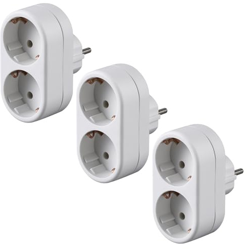 3er Pack Steckdosenadapter, Weiß - Doppelstecker für die Steckdose | Kompakter Mehrfachstecker für Küche, Schlafzimmer & Büro | Einfache Installation, Sicher & Stabil