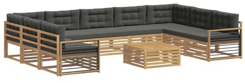 vidaXL Outdoor-Sofagarnitur mit Kissen 10 pcs Weiß und Anthrazit, Gartenmöbel Set, modernes Sofa für den Außenbereich, Lounge ganz entspannt, Terrasse, Patio