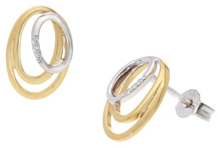 GLIZZ Damen-Ohrringe Gold 585 Diamant-Ohrstecker GL1685 | hochwertiger Ohrschmuck für Frauen, 14 Karat Gold, elegante Bi-Color-Optik, edles Geschenk