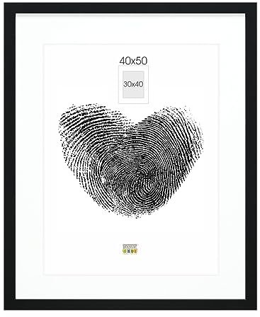 DEKNUDT FRAMES Bilderrahmen mit Passepartout - Schwarz - S66KF2 P1 40x50cm für Bild 30x40cm - Bilderrahmen Holz MDF - Bilder aufhängen