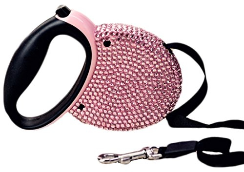 Süße Rollleine Ausziehbare Strass Hundeleine Walking Leine Einziehbare Welpen Kleine Mittlere Hunde Haustier Katzen Erziehungsleine Schleppleine Aufrollbare Retractable Leash Hundeführleine (pink)
