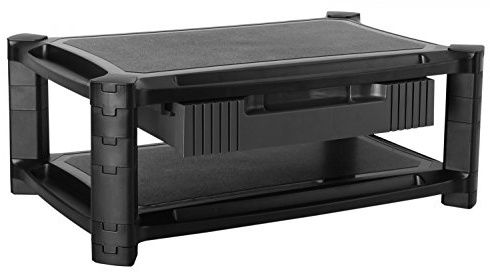 RICOO Monitorständer Monitor Ständer für Computermonitore mit Schublade Schreibtischaufsatz WM3-L Bildschirmständer Standfuss Bildschirmerhöhung Organizer Rack Laptop Tisch Lapdesk Laptoptisch
