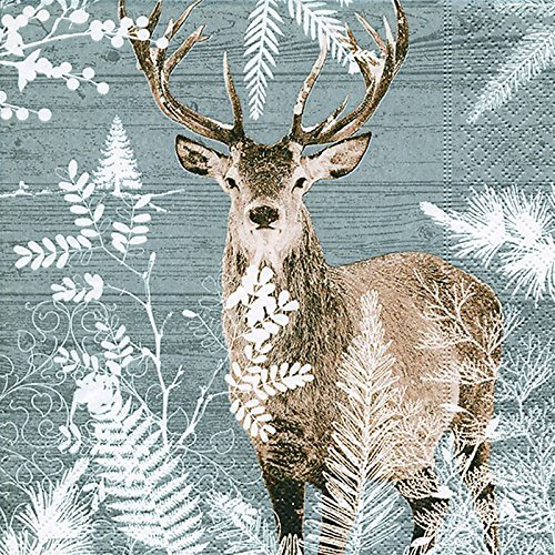 20 Servietten Hirsch im Winterwald Winter Tier Schnee 25x25 cm