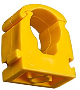 Talon - 15mm Single Hinged Pipe Clips - Pack of 20 - Yellow - 360° Fixing for Pipework - Temperatures Up to 85°C (185°F) - Safe for Use On Plumbing, Gas and Air Conditioning Pipe - UV Stabilized