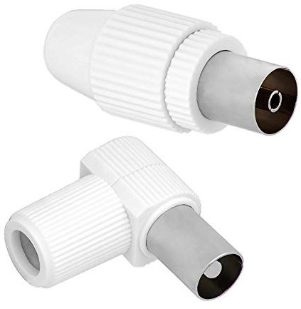 Tecbee TV Antennenstecker IEC Koaxial 1x Antennenbuchse 1x Winkelstecker Koaxialkabel Adapter Antennenkabel
