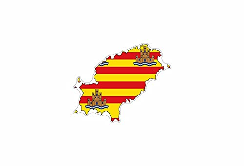 Akachafactory Aufkleber Vinyl Auto Motorrad Aufkleber Karte Flagge Spanien Ibiza