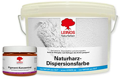 LEINOS Kit de peinture murale – 2,5 l de résine naturelle 660 + 250 ml de concentré de pigments 668.312 Ocre rouge