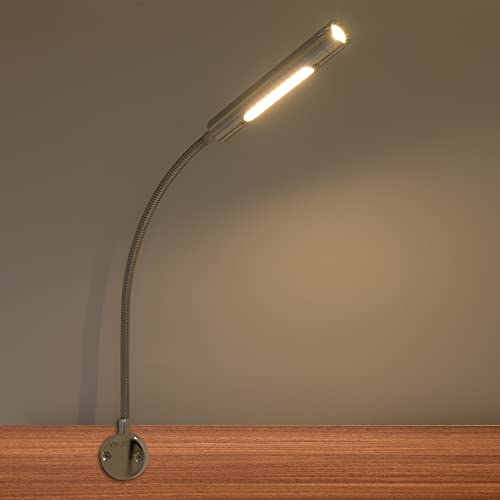 VBLED 1er-Set LED Wandleuchte-zwei flammig leuchtet vorne & seitlich 6W 3000K- 40cm Schwanenhals - DIMMBAR