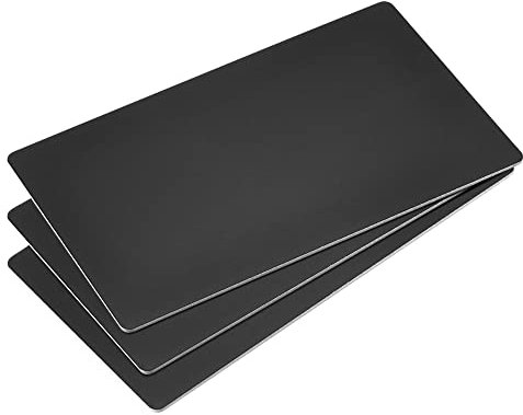 sourcing map En Blanco Metal Tarjeta 100x60x1mm Anodizado Aluminio Placa Negro 3uds