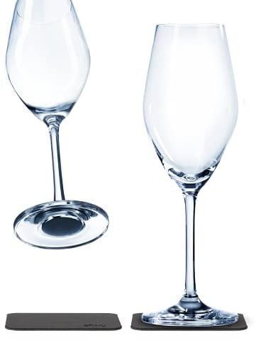 silwy® Magnetgläser, feine Kristallgläser mit perfekt integrierten Magneten und metallischen Nano-Gel-Untersetzern (Champagner // 0,2 Liter)