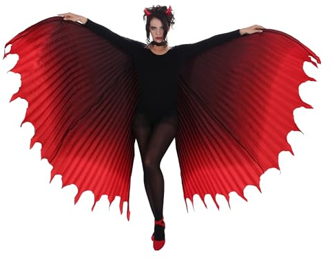 Chaks - Rote Teufelsflügel, Kostüm Zubehör Dämonen Flügel | Kostüm Accessoire für Halloween, Karneval und Fantasy Party, Teufel und Dämon Verkleidung