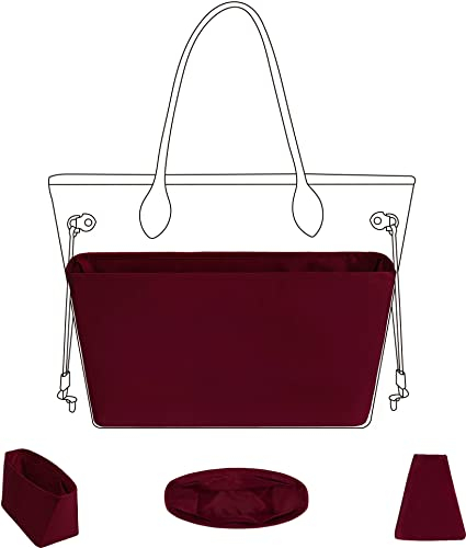 DGAZ Seide Handtaschen Organizer, Taschen Organisator für Neverfull-BB/PM/MM/GM, Leicht Innentasche Handtasche Einsatz (Rouge h, PM)