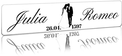 Hochzeitskennzeichen Kennzeichen Aufkleber Hochzeitsauto mit Datum + Namen Brautpaar Wunschname Hochzeit Auto Deko Schild selbst gestalten (06 Brautpaar, Selbstklebende Folie)