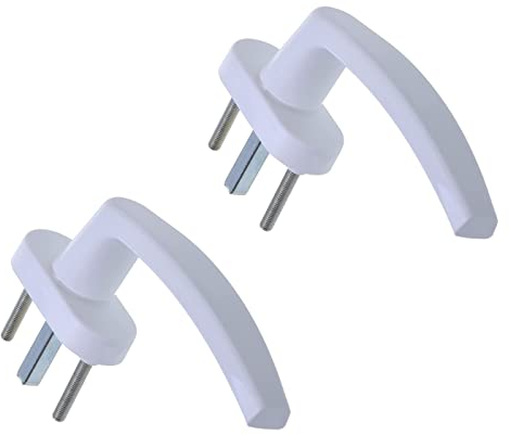 Aqbau® PVC Fenstergriff Weiß 2 Stück, Fensterolive Kunststoff auf Oval-Rosette 28 x 63mm - Fenstergriffe für Fenster & Balkontüren und Terrassentüren Ergonomischer Griff