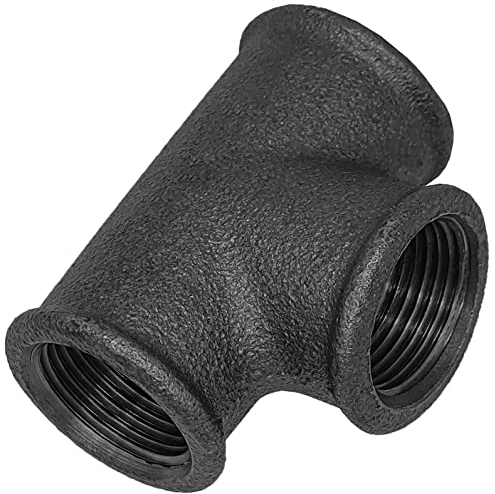 Gewinde Fitting Verschraubung aus Temperguss schwarz - T-Stück mit 1/2 Rohr Zoll Innengewinde IG Nr. 130