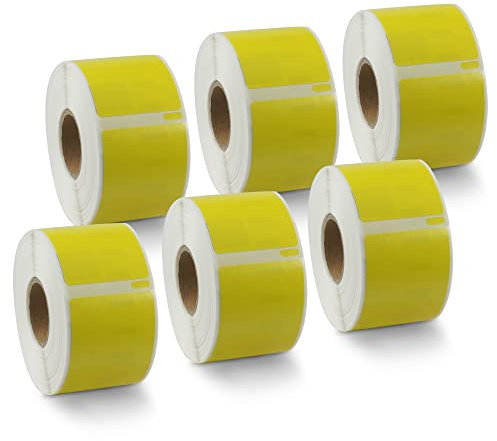 BETCKEY - 6 Rollen Gelb Adressetiketten (Groß) Kompatibel mit DYMO 99012(S0722400), 36mm x 89mm, 1560 Farbige Etiketten für LabelWriter 450, 4XL NICHT passend 550 oder 5XL