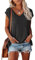 FANGJIN Damen Mode 2023 Sommer Shirt Pullover v Ausschnitt Solid Kurzarm T Shirt Casual sommertop Baseball Oberteile Elegant Schwarz Festival Outfit XX-Large XXL
