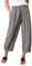 Les umes Damen Baumwolle Casual Capri Hose Elastische Taille Sommer Hose Haremhose mit Taschen Grau XL