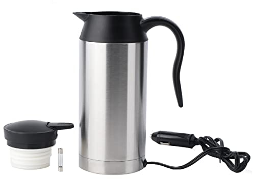 L-home Wasserkocher 12V, 750ml 120W Auto Edelstahl Wasserkocher,für Fernverkehr Autofahrt Camping im Freien