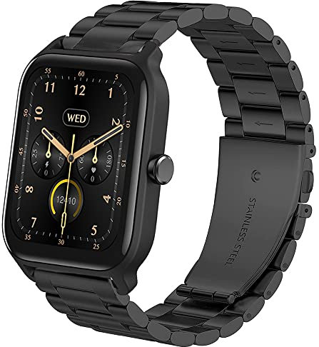 Bleushaweu Armband für IDW13 Smartwatch 1.8, Classic Edelstahl Uhrenarmband für TOOBUR IDW13 / Gy@dom IDW13 Smartwatch (schwarz)