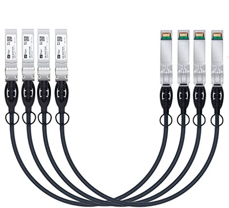 H!Fiber.com 4 Stück, 10Gb/s SFP+ DAC Kabel, 0.5-Meter (1.6 ft), 10GBase-CU Passiv Direct Kupfer Twinax SFP+ Kabel für Cisco SFP-H10GB-CU0.5M, Ubiquiti, Netgear, and Other Open Switches and NIC