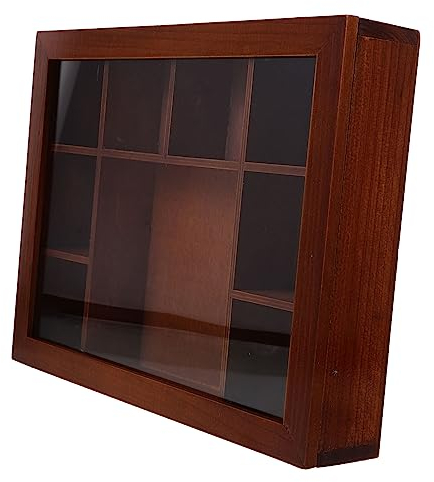 Cabilock Kasten Rock-display-box Vitrine Für Die Steinsammlung Stein-aufbewahrungsbox Vintage-vitrine Kristall-organizer-vitrine Kristallhalter Aus Holz Glas Gitter Ringschachtel