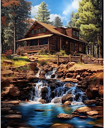 Peinture par numéro de paysage naturel à faire soi-même avec pinceaux - Peinture acrylique parfaite pour la peinture par numéros pour adultes et enfants, étudiants, débutants