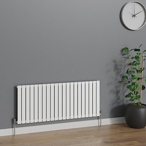 WarmeHaus Radiatore di design orizzontale a colonna a schermo piatto, 600 x 1428 mm, bianco, singolo, riscaldamento centralizzato, per bagno, camera da letto, cucina, corridoio, soggiorno
