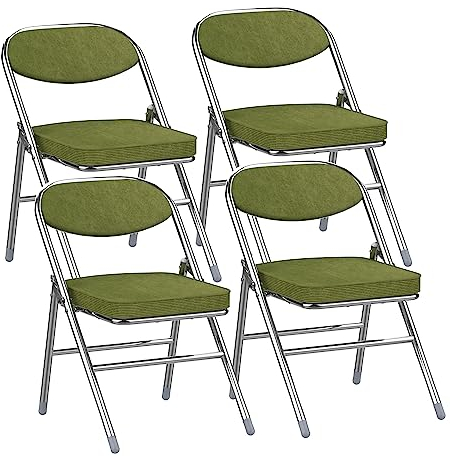 Chleby 4 Sedia Pieghevole Sedia Visitatore Sedia Pieghevole Imbottita in Tessuto Sedia da pranzo pieghevole Sedie pieghevoli sono adatte per cucina, interno, esterno, sala conferenze verde