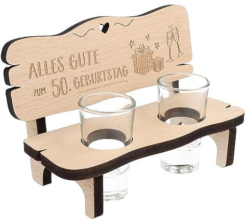 Spruchreif | Schnapsbank mit Gravur | Schnapsbank mit 2 Gläsern | Schnapslatte mit Gläsern | Trinkbank | Jubiläum | Lustiges Geschenk zum Geburtstag | Geschenk 50.Geburtstag