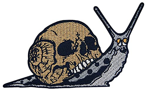 Skull Snail Patch Embroidered Applique Badge Iron On Sew On Emblem
