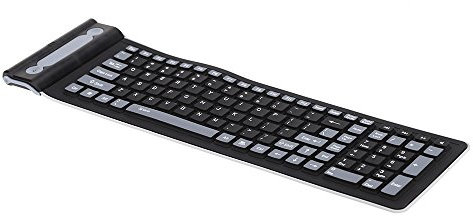 HUIOP Clavier sans Fil 2.4G 107 Touches Clavier Anti-poussière en Silicone Souple Pliable Portable pour Ordinateur de Bureau Ordinateur Portable Plug and Play,Clavier sans Fil