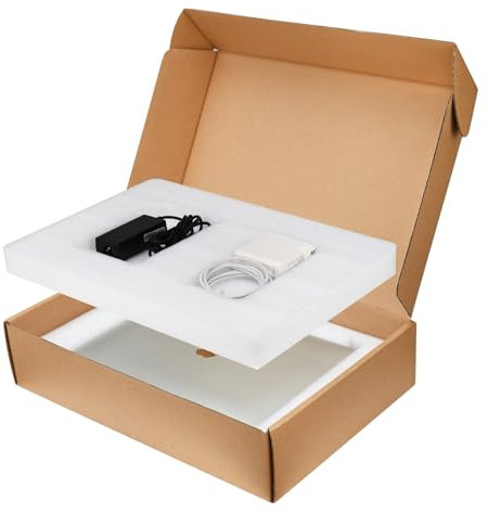 QMFGKLTR White Larger Laptop Box with Protection Foam, Fits Most Ultrabook or Laptop Screen Sizes (Up to 15.2 x 10.3 x 1.38)