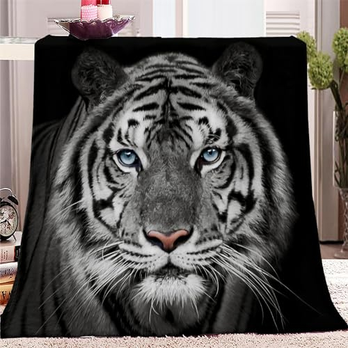 Kuscheldecke 220x240 Tier Tiger&Schwarz 3D Druck Weichen Kuscheldecke Flauschig Fleecedecke als Sofadecke Tagesdecke Couchdecke für Mädchen Jungen