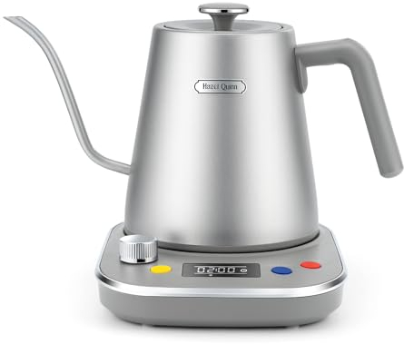 Hazel Quinn Gooseneck Electric Kettle - 0.8L/27oz Goose Neck Kettle for Coffee Brew and Tea Precise Pour, 1°C Temperature Control, Stainless Steel, 2-Hour Thermal Insulation