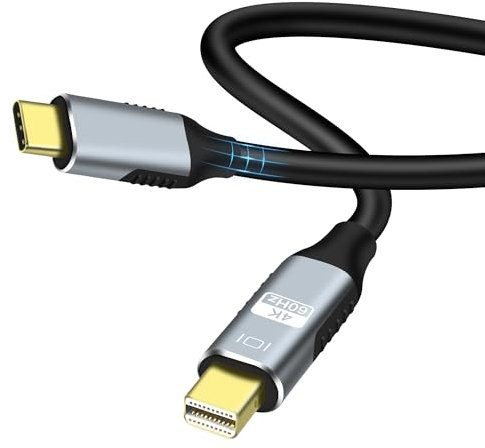 MEIRIYFA Câble d'affichage USB type C vers mini displayport 4K Thunderbolt 2 câble audio USB 3.1 type C mâle vers Mini DP mâle ne prend pas en charge le transfert de données - 1,8 m