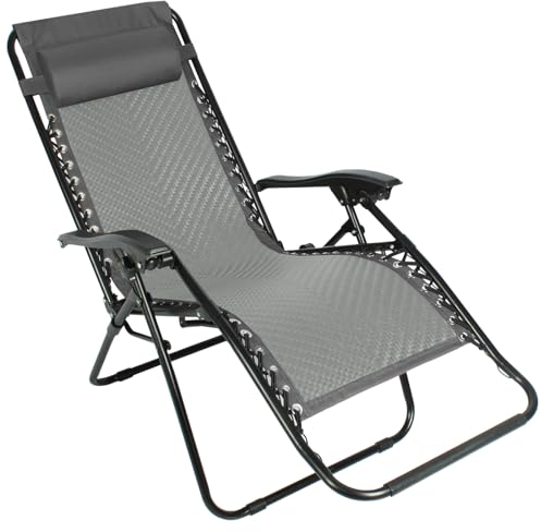 RANSENERS Klappbare Gartenliege Stuhl mit Metallgestell und Polyrattan Liegefläche - Verstellbare Relaxliege mit Bequemem Leicht und Langlebig