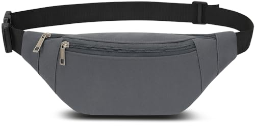 Bauchtasche Gürteltasche Hüfttasche für Herren Damen Wasserdicht Stylisch Nylon Unisex Bum Waist Fanny Pack für Outdoor Sport Reise Wandern Hundetraining (Grau)