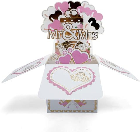 scicent Glückwunschkarte Hochzeit 3D Hochzeitskarte mit Umschlag Pop Up Valentinskarte Glückwunschkarte für Hochzeiten Valentinstag Personalisierte Hochzeitseinladung - 22228