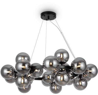 MAYTONI Lustre style Dallas moderne ampoule G9 28 watts métal noir verre fumé K CRI pour salon, bureau, cuisine, café