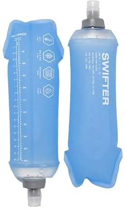 SWIFTER 2x Soft Flask 500ml | Collapsible Running Water Bottle | Handheld or in Vest | Leakproof | Trail Hydration Flask | Soft Water Bottle for Marathon, Hiking