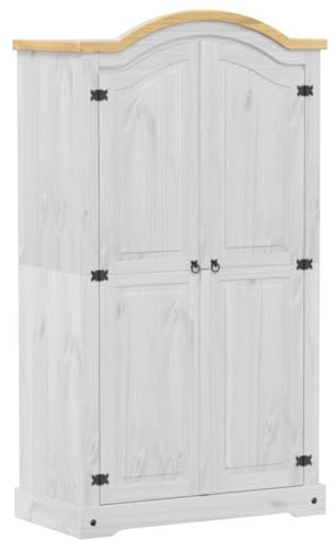 vidaXL Kleiderschrank Corona Weiß 102x52x186 cm Massivholz Kiefer