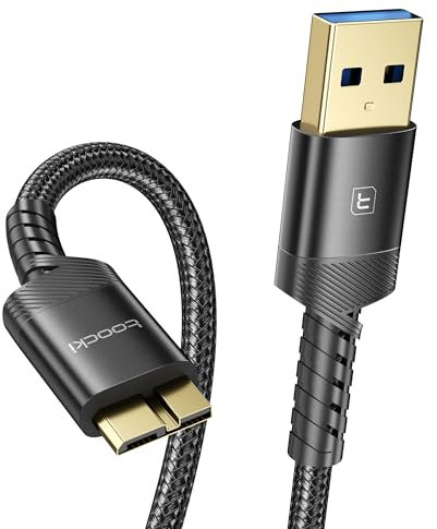 toocki USB A a Micro B Cable 0.5M (2-Pack), Tipo C 3.0 a MicroB Cable de disco duro USB Conector a Micro-B Compatible con el disco duro externo Toshiba/Seagate/WD/MacBook/Samsung