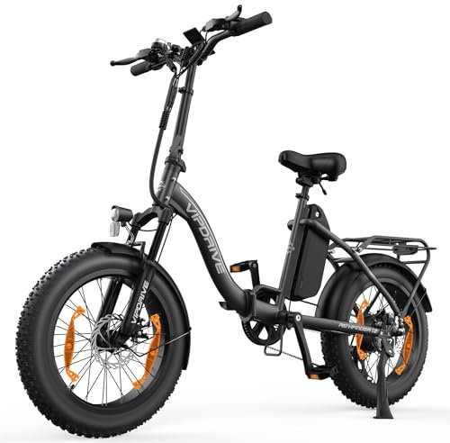 Vipdrive Elektrofahrrad 20 Zoll E-Bike Klappbar Fat Tire mit 48V 13Ah Abnehmbar Akku, E Bike für Herren und Damen, 250W Motor, LCD-Display, 25KM/H, Reichweite bis 100km Faltbares Pedelec