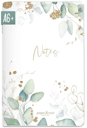 paper&you® Notizheft A6+ dotted Blattgold mit 64 Seiten, Notizbuch klein, Mini Bullet Journal - nachhaltig & klimafreundlich
