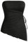 GORGLITTER Damen Tube Tops Trägerloses Top Schulterfrei Sommer Bandeau-Oberteil mit Asymmetrischem Saum Schwarz S