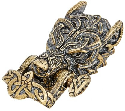 HOBBIESAY 1 pieza de cierre de grillete complejo en forma de lobo acabado dorado antiguo hebilla de pulsera de latón estilo tibetano cuerda trenzada cabeza de animal cierre de pulsera de paracord