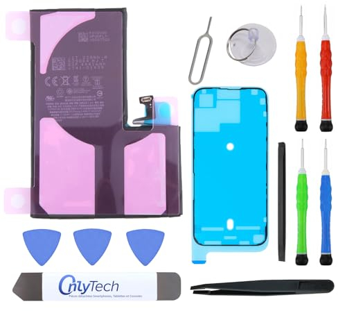 OnlyTech - Batteria di ricambio Premium per iPhone 15 Pro Max - 4441 mAh, qualità identica - Kit 12 Strumenti Professionali e adesivo schermo Incluso