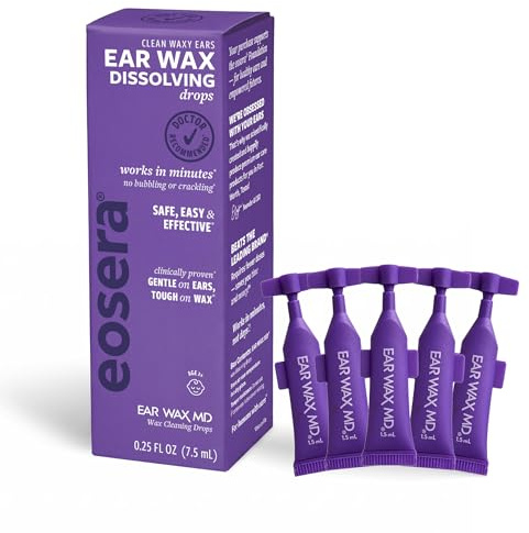 eosera® Ear Wax MD® - Wax Cleaning Drops 5pk Single Use Vials | Fast-Acting | Breaks Down & Dissolves Wax in Just 1 Treatment | Clinically Proven | Gentle & Safe